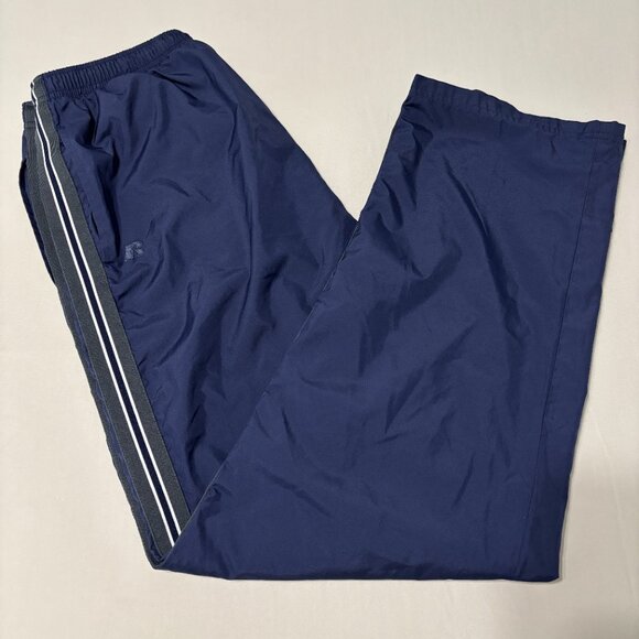 Russell Athletic Navy Track Pants L Zip Hem Mesh Lined Striped Sides Retro 2000s - Picture 10 of 10